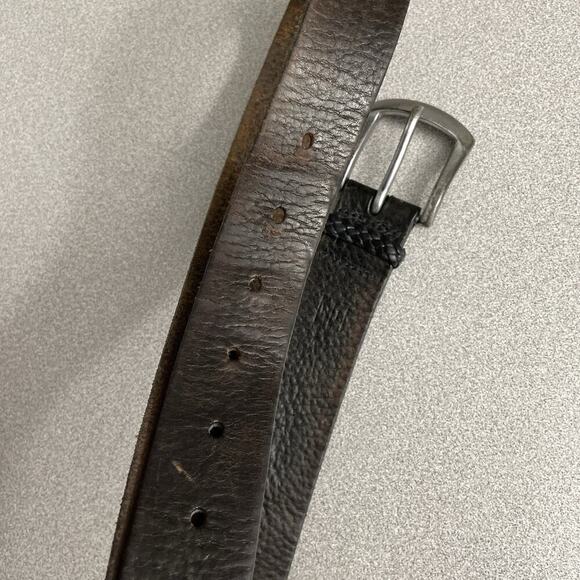 Lauren Ralph Lauren Brown Leather Belt Silver Buckle Distressed Large 1 3/8th" - Picture 10 of 12